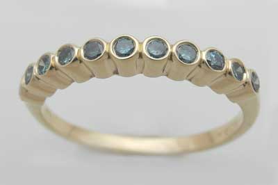 Teal Diamond and 14k Gold Custom Wedding Ring