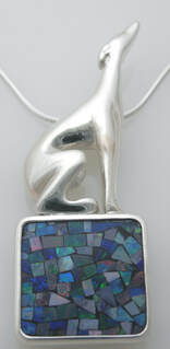 Baby Logo Hound with Opal Mosaic Pendant