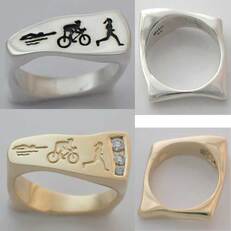 Triathlon Figures Curved Flat Front with Square Shank Ring