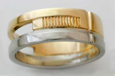 14k Yellow and White Gold Gents Band