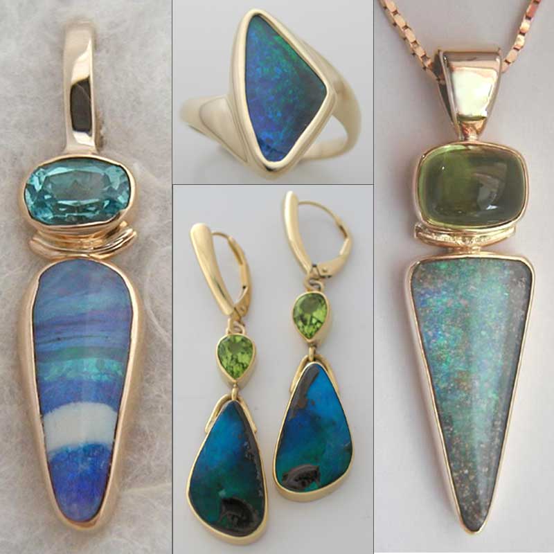 Opal Pendants, Earrings, Rings. Custom designed